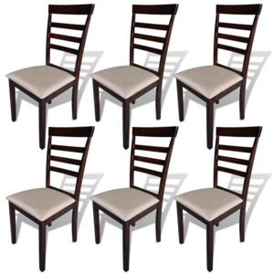 Jídelní židle 6 ks z masivního dřeva hnědo-krémové