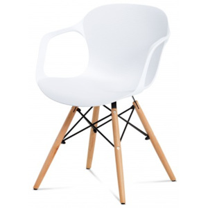 Sono - Jídelní židle s područkami (bílý plast/natural)