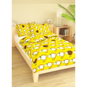 BROTEX Povlečení dětské bavlna velká postel Ovečky žluté, Výběr zapínání: zipový uzávěr Výběr zapínání:: zipový uzávěr