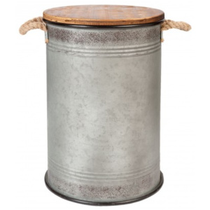 Koš na odpadky s dřevěným víkem - Ø 33*48 cm Clayre & Eef