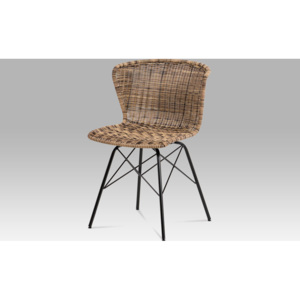 Artium Jídelní židle kov černá | UMĚLÝ ratan | 46x41x70x48cm Barva: hnědá