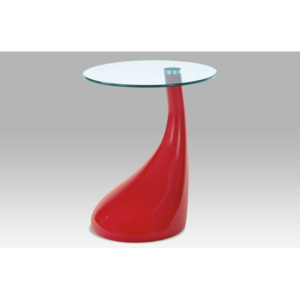 Odkládací stolek, sklo / červený plast