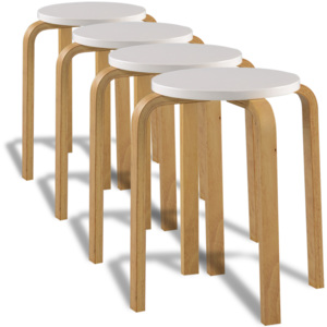 4 bílé stohovatelné stoličky z ohýbaného masivního dřeva