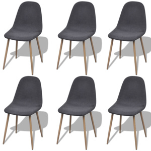 Jídelní židle 6 ks bez područek železné nohy textil tmavě šedá