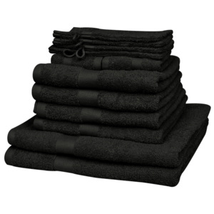 Sada ručníků a osušek 12 ks bavlna 500 g/m² černá
