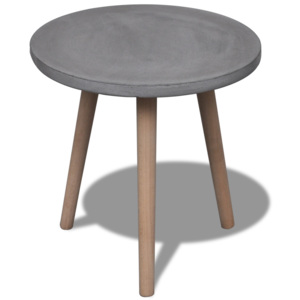 Malý kulatý stolek z betonu, dubové nohy