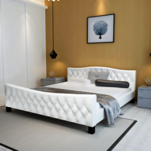 240853 Luxusní postel z umělé kůže 180 x 200 cm bílá
