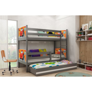 Dětská postel Tami 3 osobová 190/80 - Grafit 2 | matrace a rošty v ceně