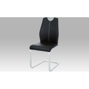 Artium Jídelní židle | chrom | koženka černá | 43x44x100x49cm