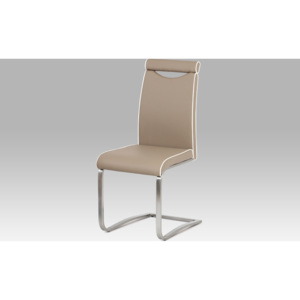 Artium Jídelní židle | koženka | broušený nerez | 44x43x98x48cm Barva: cappuccino