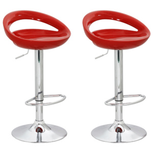 Barové stoličky designové, červený ABS plast, set 2 ks