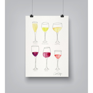 Plakát Americanflat Wine Glass Collection by Cat Coquillette, 30 x 42 cm