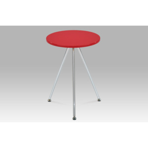 Přístavný stolek, vysoký lesk červený / chrom