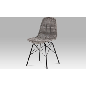 Artium Jídelní židle kov černá | UMĚLÝ ratan Barva: šedá