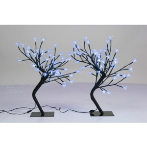 2 x Kvetoucí třešeň strom s LED světýlky, modré světlo