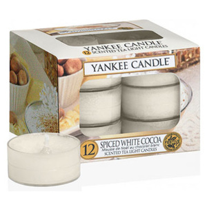 Yankee Candle – čajové svíčky Spiced White Cocoa, 12 x 9,8 g
