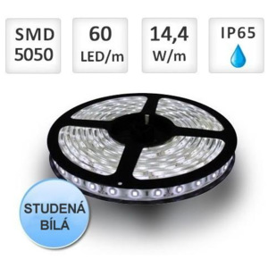 PremiumLED LED pásek 1m, 60ks, 5050, 14,4W/m, Silikon, Studená