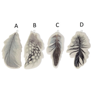 Keramické peříčko Feathers On White A - šedé