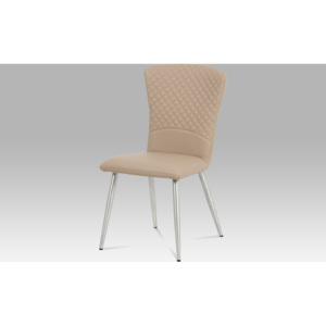 Artium Jídelní židle koženka cappuccino | broušený nerez
