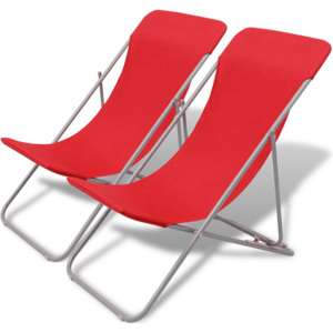Skládací plážové židle 2 ks hliníkové červené
