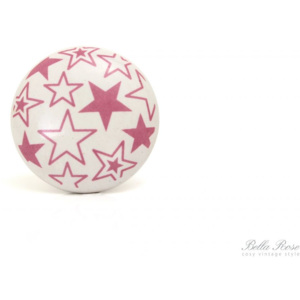 Porcelánová úchytka Stars pink