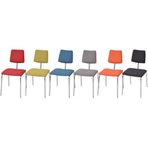 Šestidílný set jídelních židlí, textilní čalounění, vícebarevný