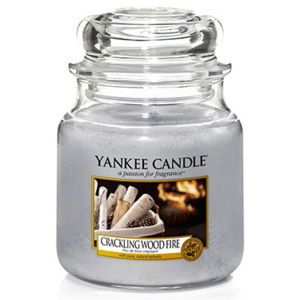 Yankee Candle – vonná svíčka Crackling Wood Fire, střední 411 g