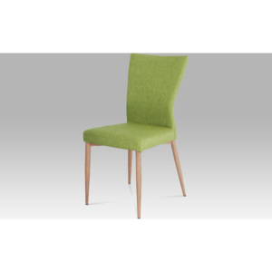 Artium Jídelní židle | látka zelená | nohy kov dekor dub