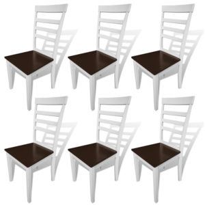 Jídelní židle 6 ks z masivního dřeva hnědo-bílé
