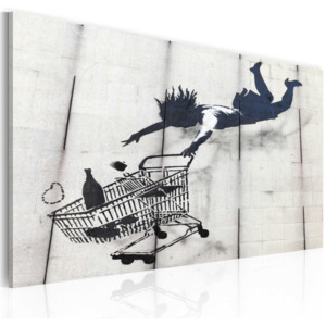 Artgeist Obraz - Falling woman with supermarket trolley (Banksy) 60x40