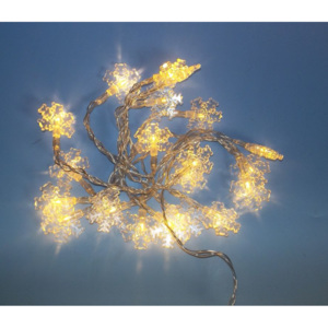 Nexos Vánoční světelný řetěz - sněhové vločky, teple bílý, 20 LED