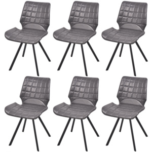 Jídelní židle z imitace kůže 6 ks, šedé
