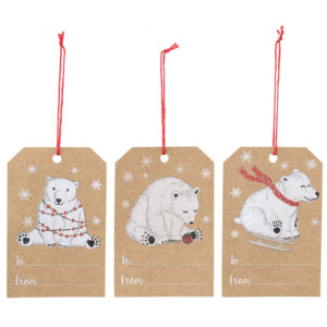 Vánoční dárkové štítky Bear - 6ks