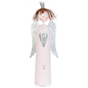 Malý růžový anděl holčička - 8*5*22 cm Clayre & Eef