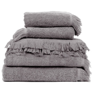 Set 2 šedých bavlněných osušek a 6 ručníků Casa Di Bassi Soft