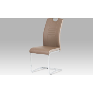 Artium Jídelní židle chrom | koženka s bílými boky Barva: hnědá