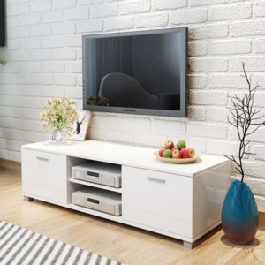 TV stolek vysoce lesklý, bílý 140x40,3x34,7 cm
