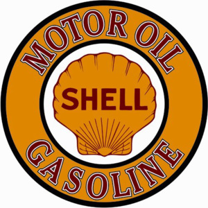 Plechová cedule: Shell (Motoroil Gasoline) - 30x30 cm