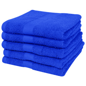 Sada ručníků na ruce 5 ks bavlna 500 g/m² 50 x 100 cm modrá