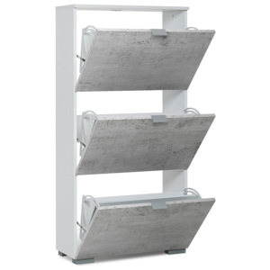 Botník s 3 výklopnými zásuvkami Wien, 117 cm, bílá/beton - bílá /…