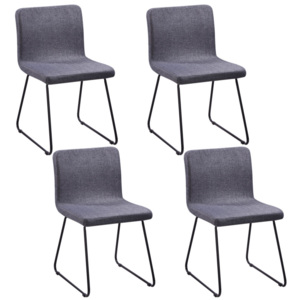 4 jídelní židle tmavě šedé s látkovým čalouněním a železnými nohami