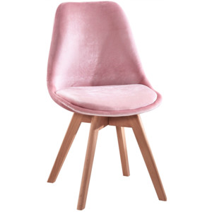 Skandinávská jídelní židle DIORO samet růžová