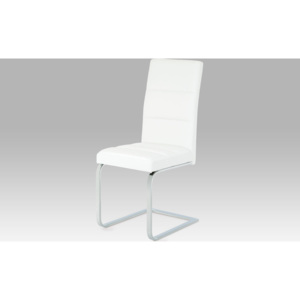 Artium Jídelní židle koženka | chromová podnož Barva: bílá