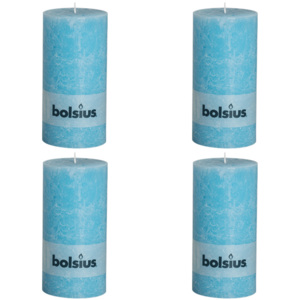 Bolsius 4 x rustikální válcová svíčka 200 x 100 mm modrá