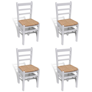 4 ks bíle natřené dřevěné jídelní židle