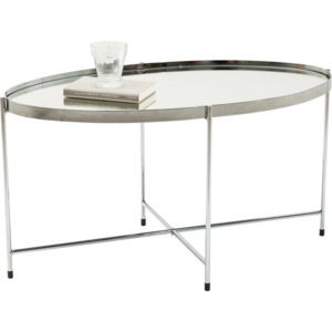 Konferenční stolek Miami Oval 83×40 cm - stříbrný
