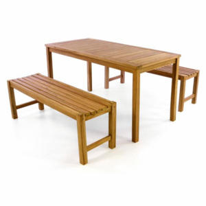Divero D40819 Zahradní set lavice a stůl z týkového dřeva DIVERO