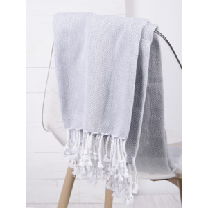 Bavlněný pléd - deka ze 100% bavlny ZIGGY světle šedá 130x170 cm Essex
