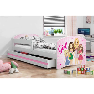 BMS Group postel Luki - Barbie 160x80 | šuplík, matrace, rošt, zábrana