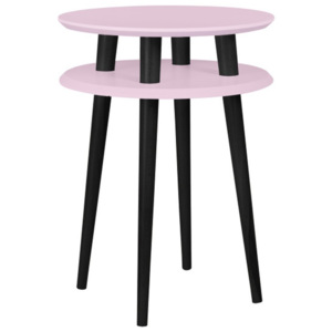 Světle růžový příruční stolek s černými nohami Ragaba UFO, Ø 45 cm